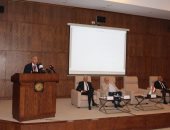 الدكتور علي المصيلحي وزير التموين خلال المؤتمر الصحفى