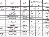 جدول امتحانات الصف الأول الإعدادي