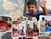 مصر لن تتخلى عنكم .. اللجنة المصرية توزع لبن الأطفال والمساعدات على أهالى غزة