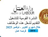 وزارة العمل تعلن عن 2914 فرصة عمل جديدة