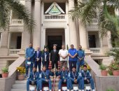 رئيس جامعة بنها مع منتخب الجامعة