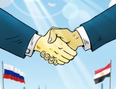 مراسم تركيب وعاء ضغط الوحدة النووية بمحطة الضبعة فى كاريكاتير اليوم السابع