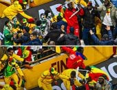 صورة أرشيفية من المباراة أثناء اشتباك الجماهير السنغالية مع الأمن المغربي