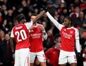 احتفال لاعبي أرسنال بالفوز على ويجان