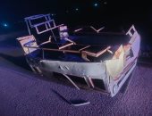 انقلاب السيارة الكبوت على الطريق الدولي