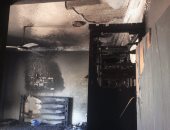 اثار الحريق داخل شقة سكنية