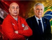 كارلو أنشيلوتي مدرب البرازيل وحسام حسن مدرب منتخب مصر