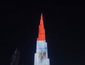 برج الخليفة يتزين بالعلم المصرى