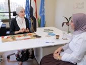 الزميلة هند المغربي مع رود الحلبي ممثلة برنامج الأغذية العالمي فى مصر 