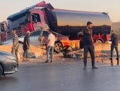 انقلاب سيارة نقل بالطريق السياحى