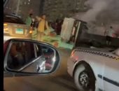حادث انقلاب سيارة على الطريق الدائرى