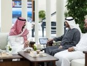 جانب من لقاء محمد بن زايد وخالد بن سلمان 