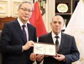 المستشار ربيع لبنه رئيس محكمة النقض يتسقبل رئيس مجلس القضاء الاعلى بكوريا الجنوبية 