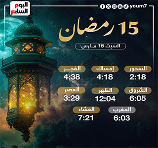 موعد الإفطار وعدد ساعات الصيام فى اليوم الـ15 من شهر رمضان 2025