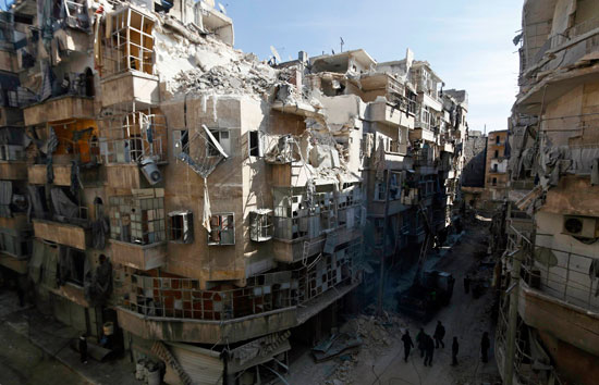 جانب من الدمار بسبب سقوط براميل متفجرة على مدينة حلب