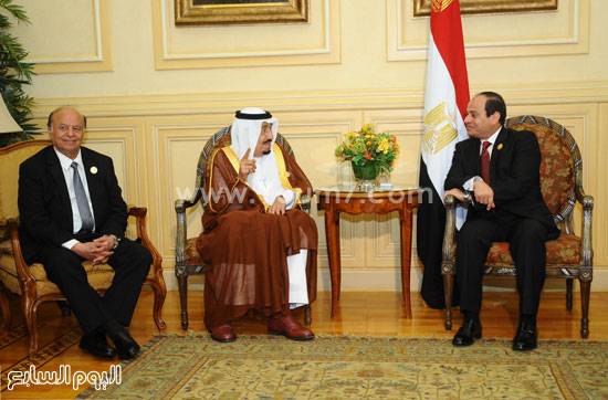 قمة ثلاثية تجمع الرئيس السيسى والملك سلمان العاهل السعودى والرئيس اليمنى