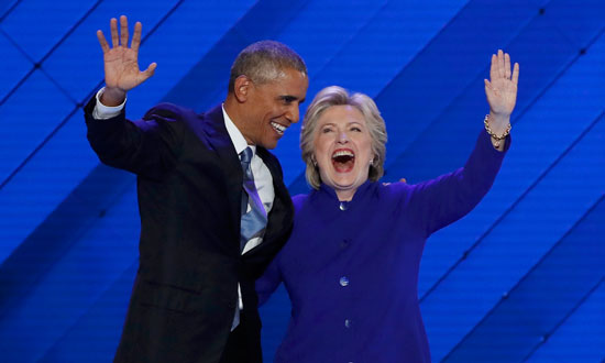  هيلارى كلينتون تبدى سعادتها لتأييد الرئيس أوباما لها فى الانتخابات الرئاسية بأمريكا
