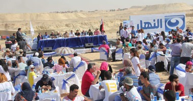 علاء الكحكى ومحمود سعد وعمرو سعد فى احتفالية "النهار" بقناة السويس