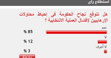 85%من القراء يتوقعون نجاح الحكومة فى إحباط مخطط الإخوان لإفشال الانتخابات