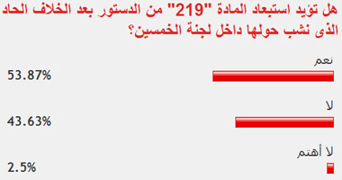 53.87% من القراء يؤيدون استبعاد المادة "219" من الدستور