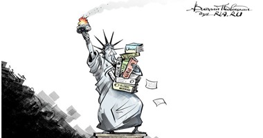 كاريكاتير روسى يسخر من السياسة الخارجية الأمريكية