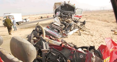 إصابة 6 أشخاص فى حادث اصطدام سيارة نقل بجرار زراعى بشمال سيناء