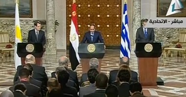 السيسى: اتفقت مع رئيسى قبرص واليونان على دحر الإرهاب وكشف داعميه