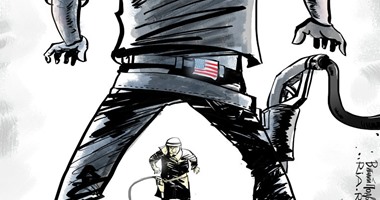 كاريكاتير روسى يؤكد بداية حرب النفط الخام بين السعودية وأمريكا