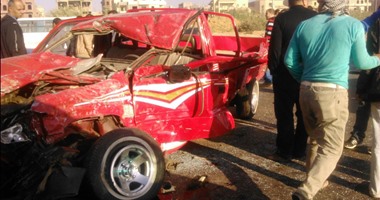 إصابة 10 أشخاص بسبب تصادم أتوبيس مع سيارة نقل بمحور المشير طنطاوى