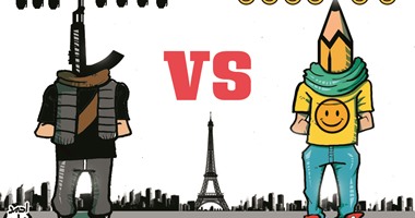 كاريكاتير "اليوم السابع".. حرية الصحافة فى مواجهة الإرهاب بفرنسا