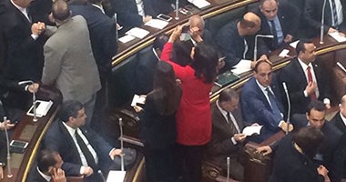نواب البرلمان يلتقطون صورا داخل المجلس