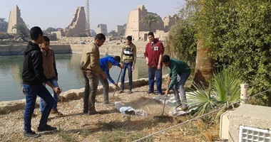 بالصور.. الشباب والرياضة بالأقصر تدشن أكبر حملة لتنظيف معبد الكرنك