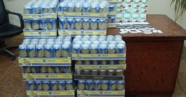 ضبط 2520 عبوة مشروبات كحولية مجهولة المصدر داخل مخزن فى المنيا