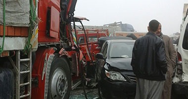 مصرع شخص وإصابة 10 آخرين فى حادث تصادم 4 سيارات بمركز أسيوط