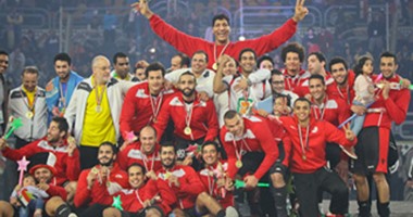 احتفالات منتخب مصر بعد التتويج ببطولة أفريقيا لكرة اليد
