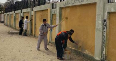 حملات لطلاء أسوار المدارس بدمياط الجديدة ضمن حملة "معا نبنى مصر"