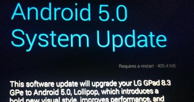 تحديث أندرويد 5.0 لولى بوب يصل إلى LG G Pad 8.3