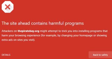 جوجل تحذر مستخدمى متصفح كروم من الدخول لمواقع Pirate Bay
