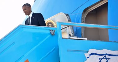 بالصور.. أوباما يصل إسرائيل للمشاركة فى جنازة شيمون بيريز