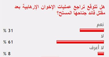 61 % من القراء يستبعدون تراجع الإرهاب بعد مقتل قائد جناح الإخوان العسكرى