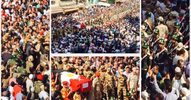 الآلاف يشاركون فى تشييع جثمان الشهيد رامى حسنين قائد كتيبة الصاعقة بالبحيرة