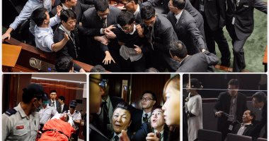 اشتباكات بالأيدى وإصابات فى صفوف النواب داخل برلمان هونج كونج 