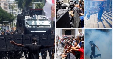 بالصور.. اشتباكات عنيفة بين الشرطة البرازيلية ومتظاهرين احتجاجا على إجراءات التقشف