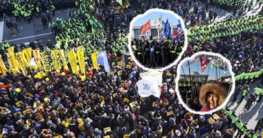 آلاف الكوريين الجنوبيين يحتفلون فى الشوارع بعد إقالة البرلمان لرئيستهم
