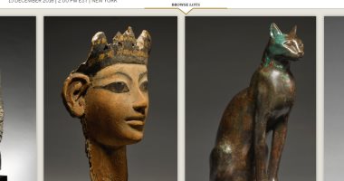 بالصور.. بيع تمثال الإله سخمت وأشغال الفن المصرى القديم بـ"سوثبى"