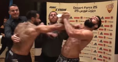 بالفيديو.. اشتباكات عنيفة بين مصارعين مصرى وسعودى قبل مباراتهما فى الأردن