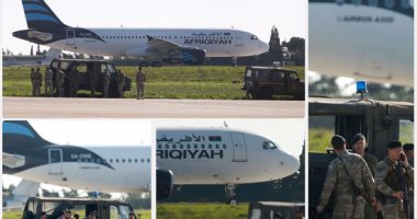أول فيديو للحظة هبوط طائرة ليبيا المختطفة فى مطار مالطا