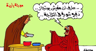 الثلاجة أرحم من موجة البرد فى كاريكاتير اليوم السابع