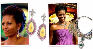 بالصور .. أهم 5 قطع مجوهرات أثارت بها ميشيل أوباما الجدل