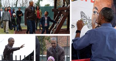 بالصور.. قبل وداعه للبيت الأبيض.. أوباما يزور "أطفال بلا مأوى" ويتبرع بأرجوحة
